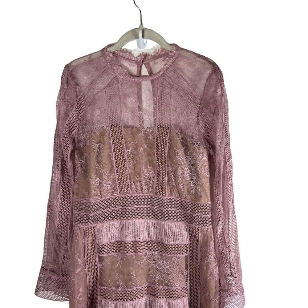 Self Portrait Blush Fine Lace Trim Maxi Dress - Picture 6 of 11
